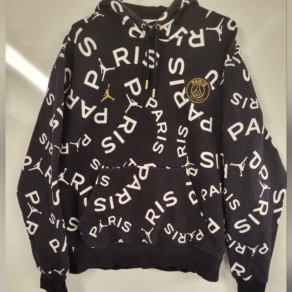 Jordan+Paris Saint Germain Special AOP logo Collab Pullover Hoodie, Medium